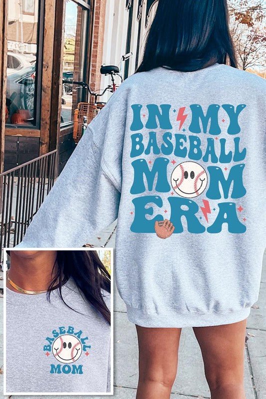 Baseball Mom Front Back Graphic Fleece Sweatshirts - Bitsy Gypsy Boutique