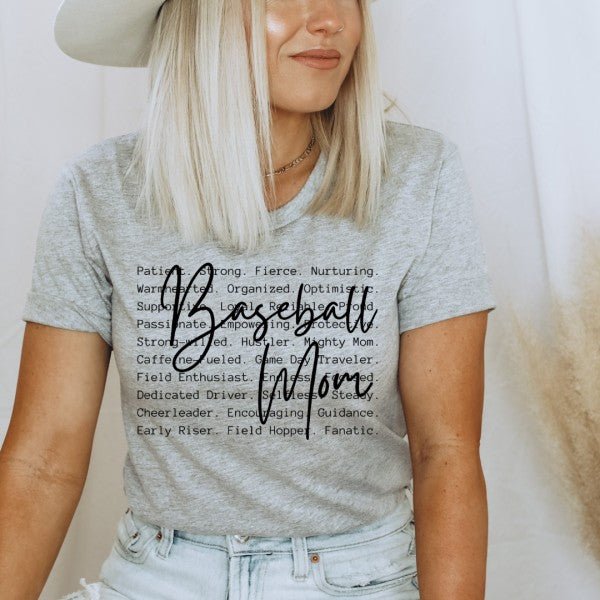 Baseball Mom Words Graphic Tee - Bitsy Gypsy Boutique