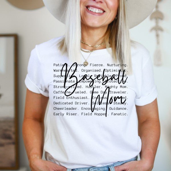 Baseball Mom Words Graphic Tee - Bitsy Gypsy Boutique