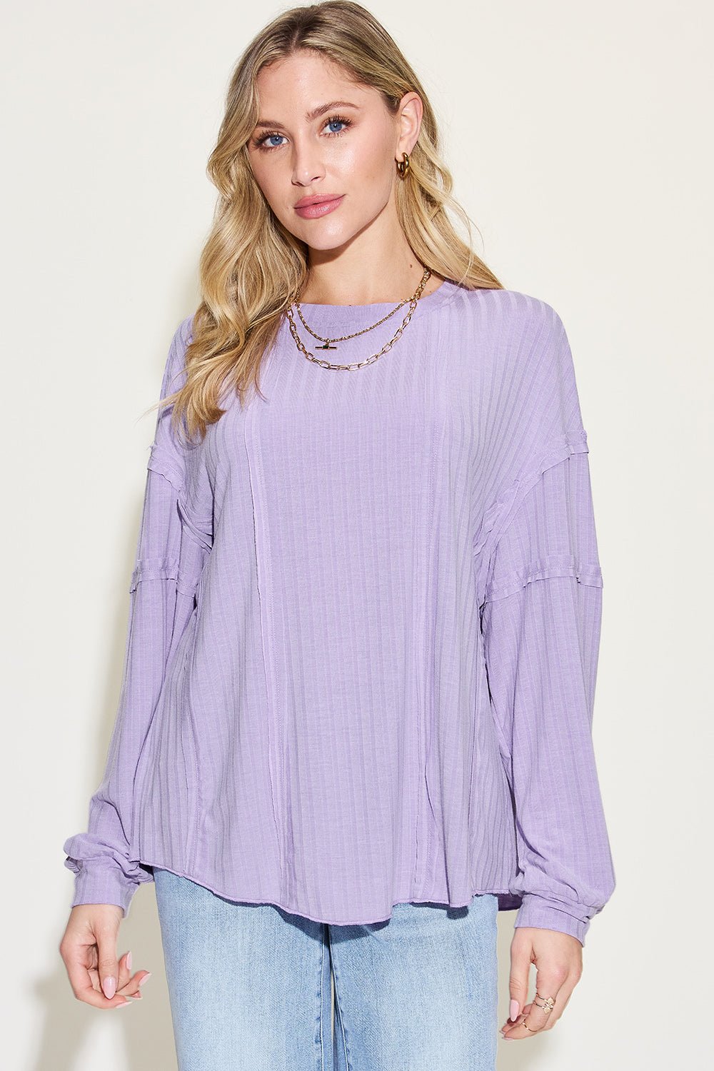 Basic Bae Full Size Ribbed Round Neck Long Sleeve T-Shirt - Bitsy Gypsy Boutique