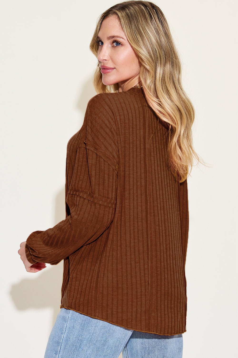 Basic Bae Full Size Ribbed Round Neck Long Sleeve T-Shirt - Bitsy Gypsy Boutique