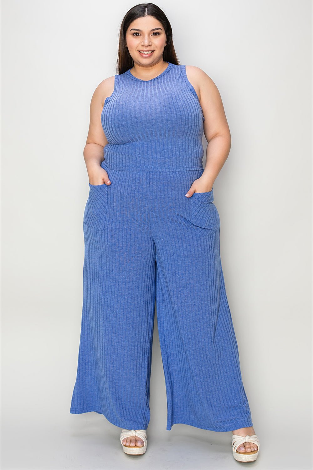 Basic Bae Full Size Ribbed Tank and Wide Leg Pants Set - Bitsy Gypsy Boutique