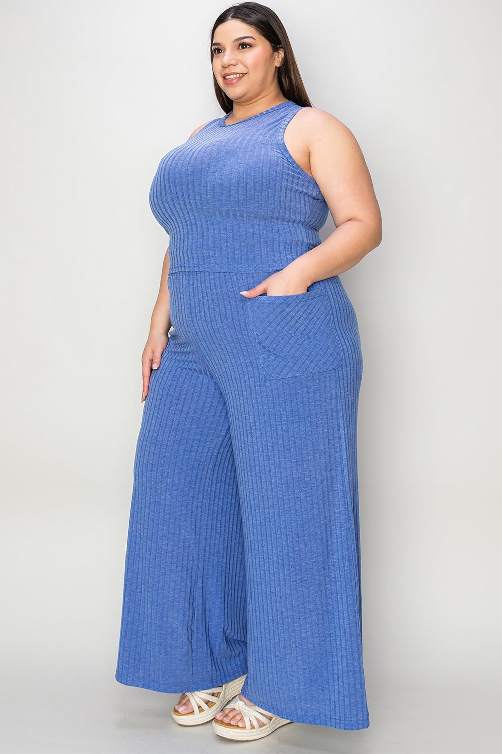 Basic Bae Full Size Ribbed Tank and Wide Leg Pants Set - Bitsy Gypsy Boutique