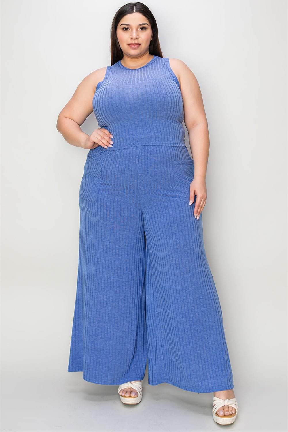 Basic Bae Full Size Ribbed Tank and Wide Leg Pants Set - Bitsy Gypsy Boutique