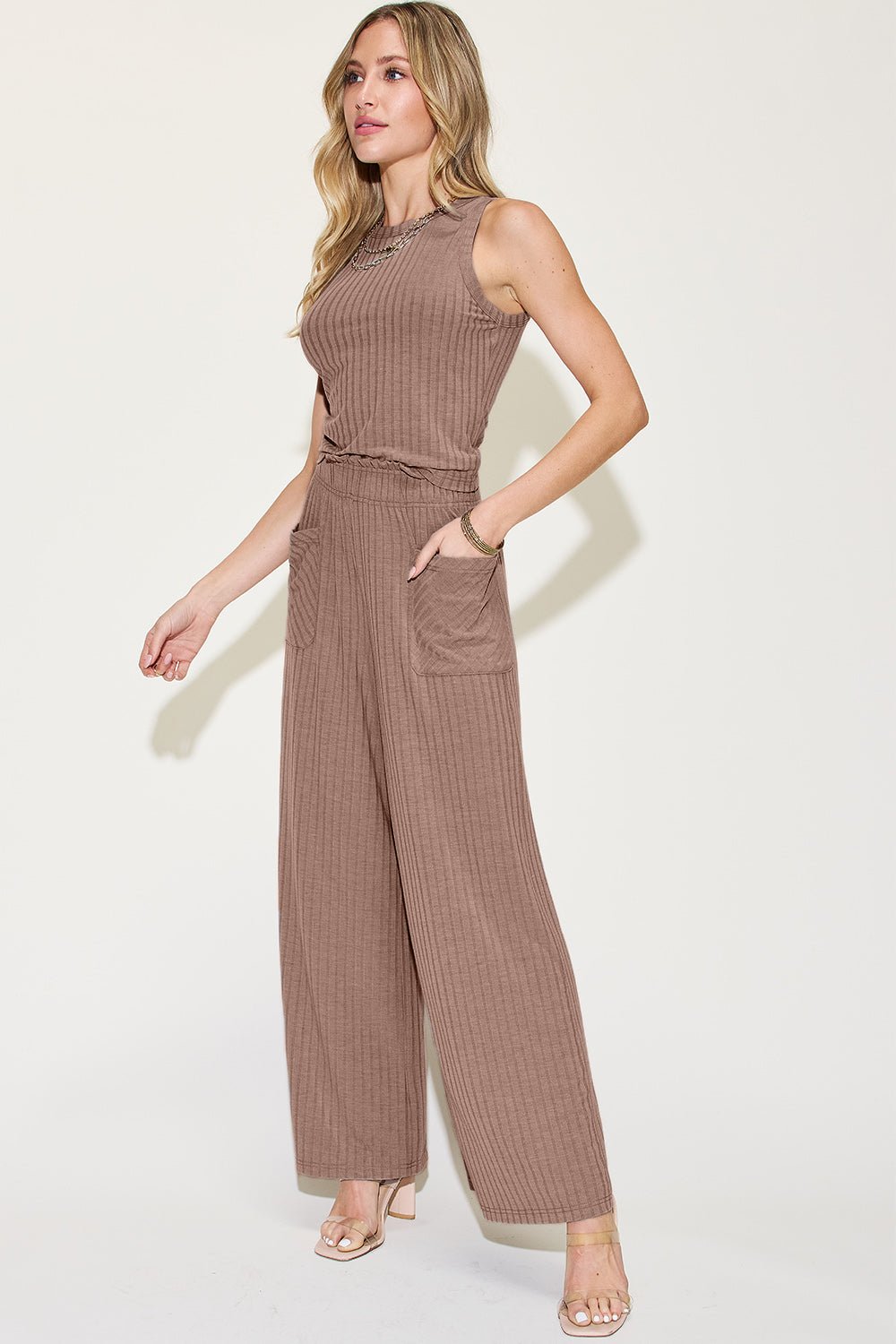 Basic Bae Full Size Ribbed Tank and Wide Leg Pants Set - Bitsy Gypsy Boutique