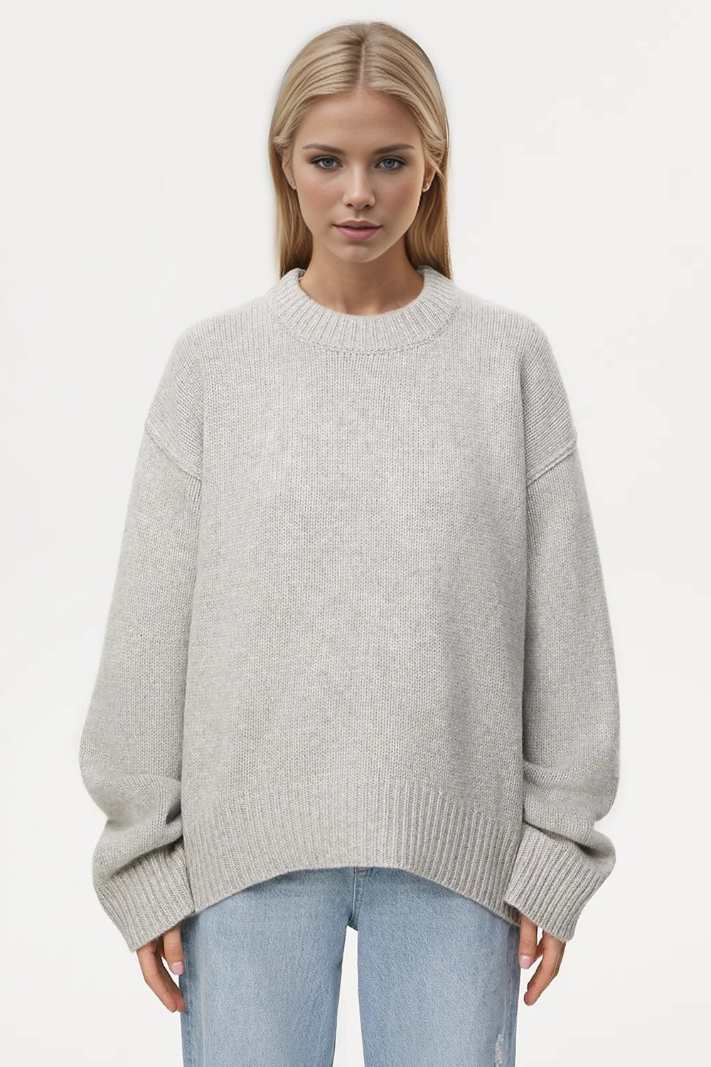 Basic Bae Round Neck Dropped Shoulder Sweater - Bitsy Gypsy Boutique