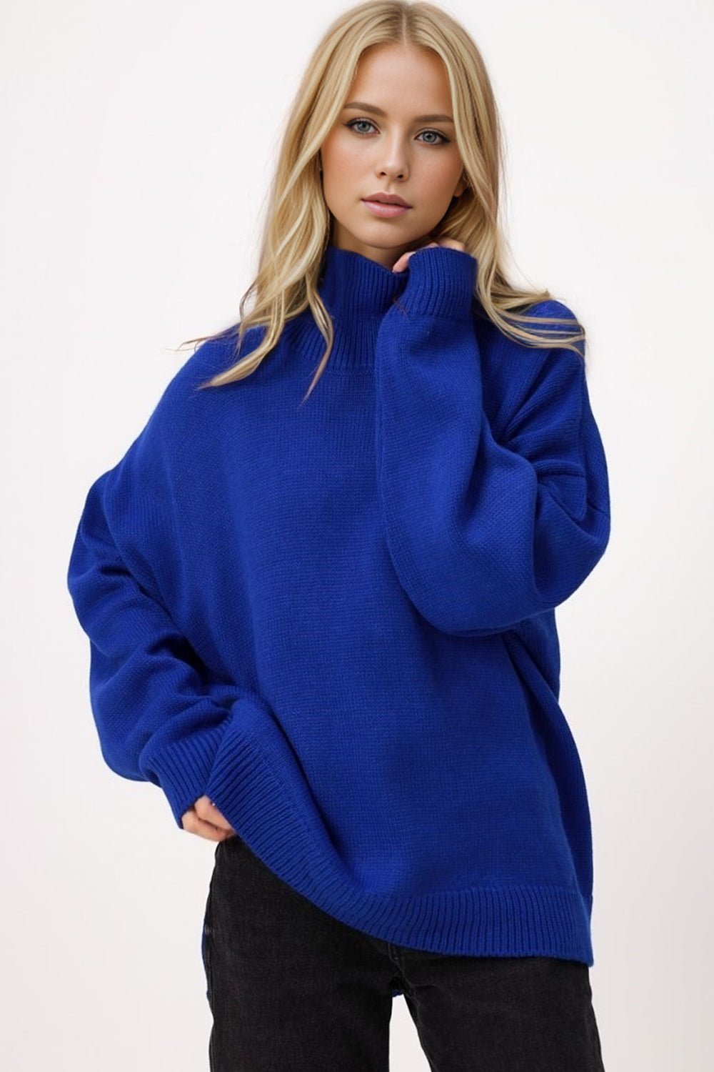 Basic Bae Side Slit Turtleneck Long Sleeve Sweater - Bitsy Gypsy Boutique