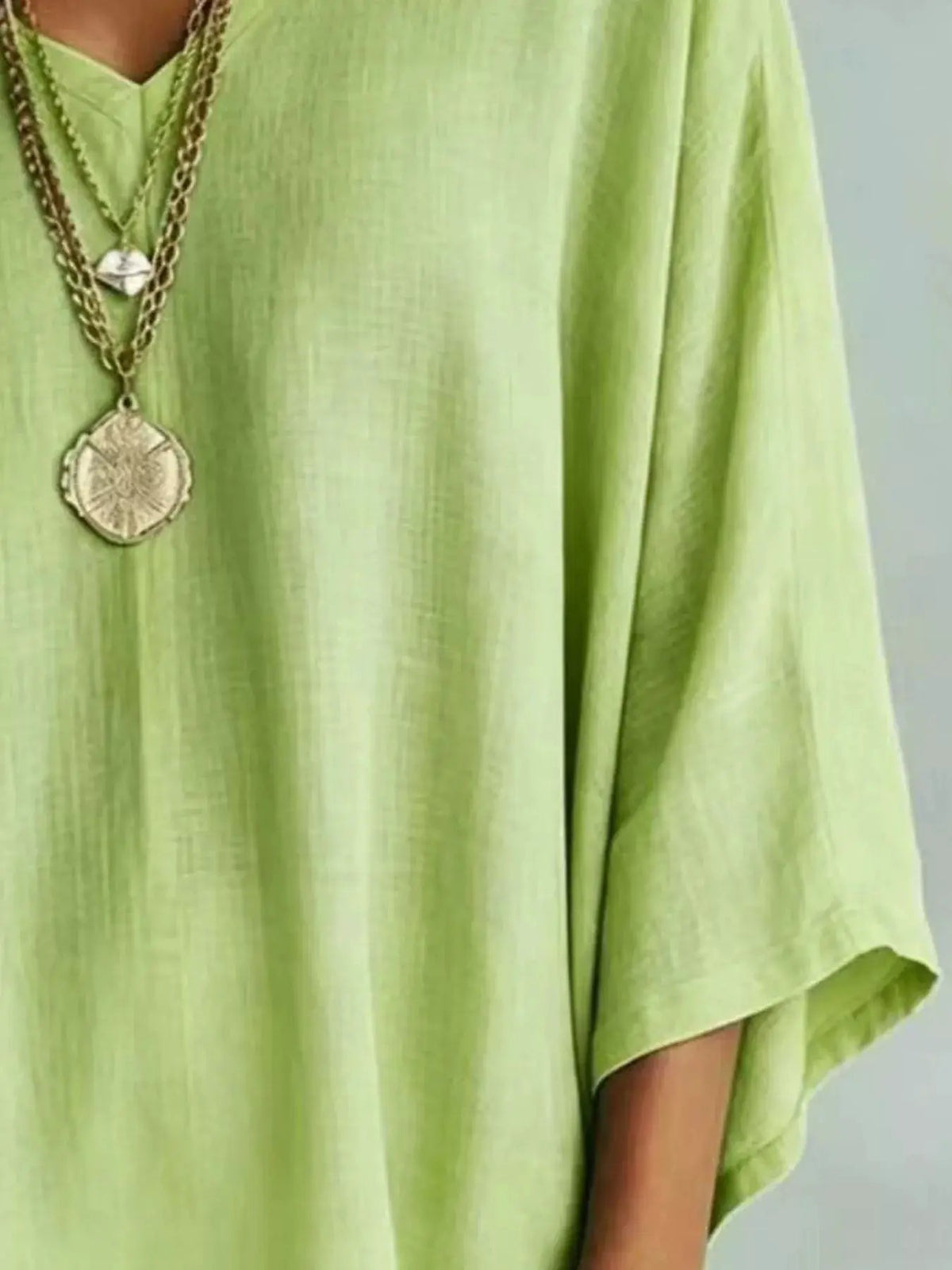 Basic Green V-Neck Loose Fit Plus Size T-Shirt - Bitsy Gypsy Boutique