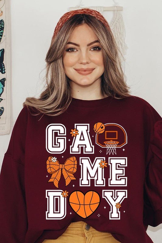 Basketball Game Day Graphic Fleece Sweatshirt - Bitsy Gypsy Boutique