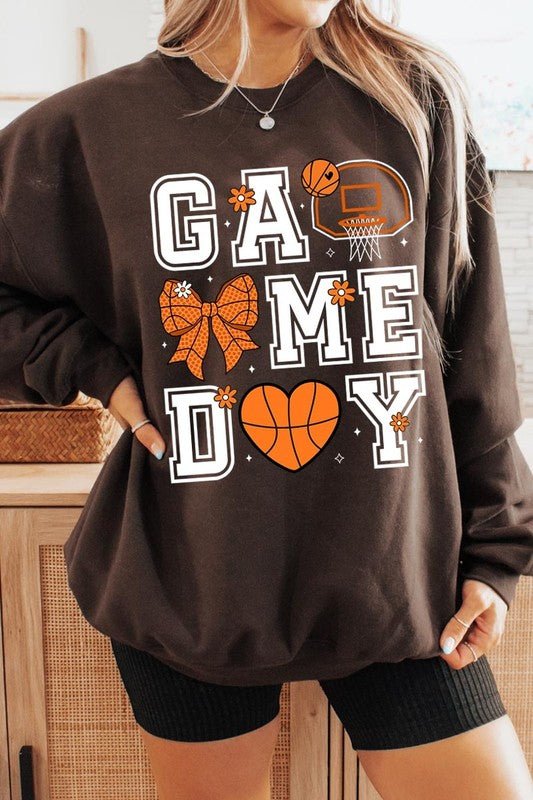 Basketball Game Day Graphic Fleece Sweatshirt - Bitsy Gypsy Boutique