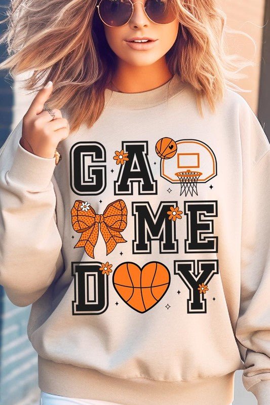 Basketball Game Day Graphic Fleece Sweatshirt - Bitsy Gypsy Boutique