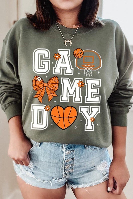 Basketball Game Day Graphic Fleece Sweatshirt - Bitsy Gypsy Boutique