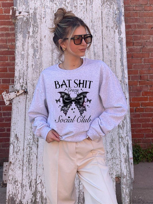 Bat Shit Crazy Social Club Graphic Sweatshirt - Bitsy Gypsy Boutique