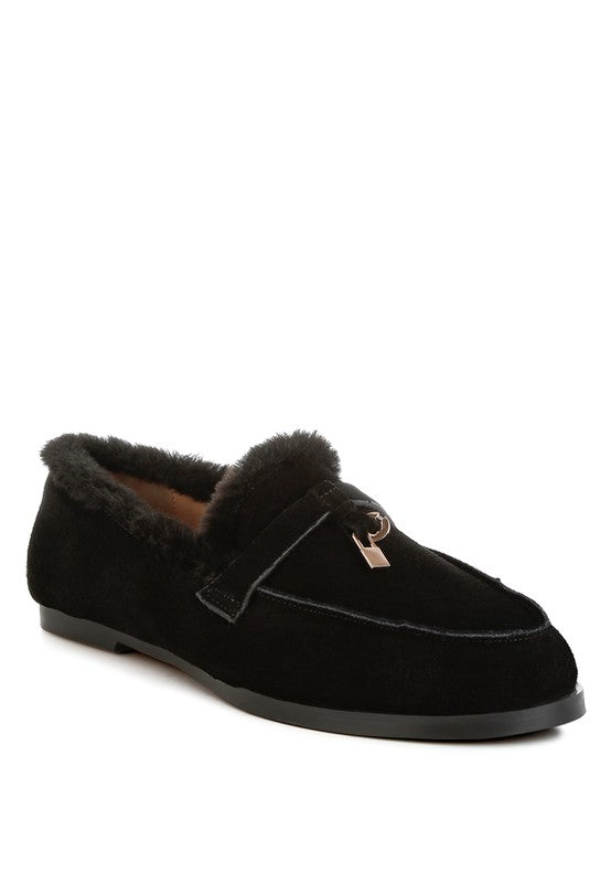 Ohrid Suede & Faux Fur Flat Loafers