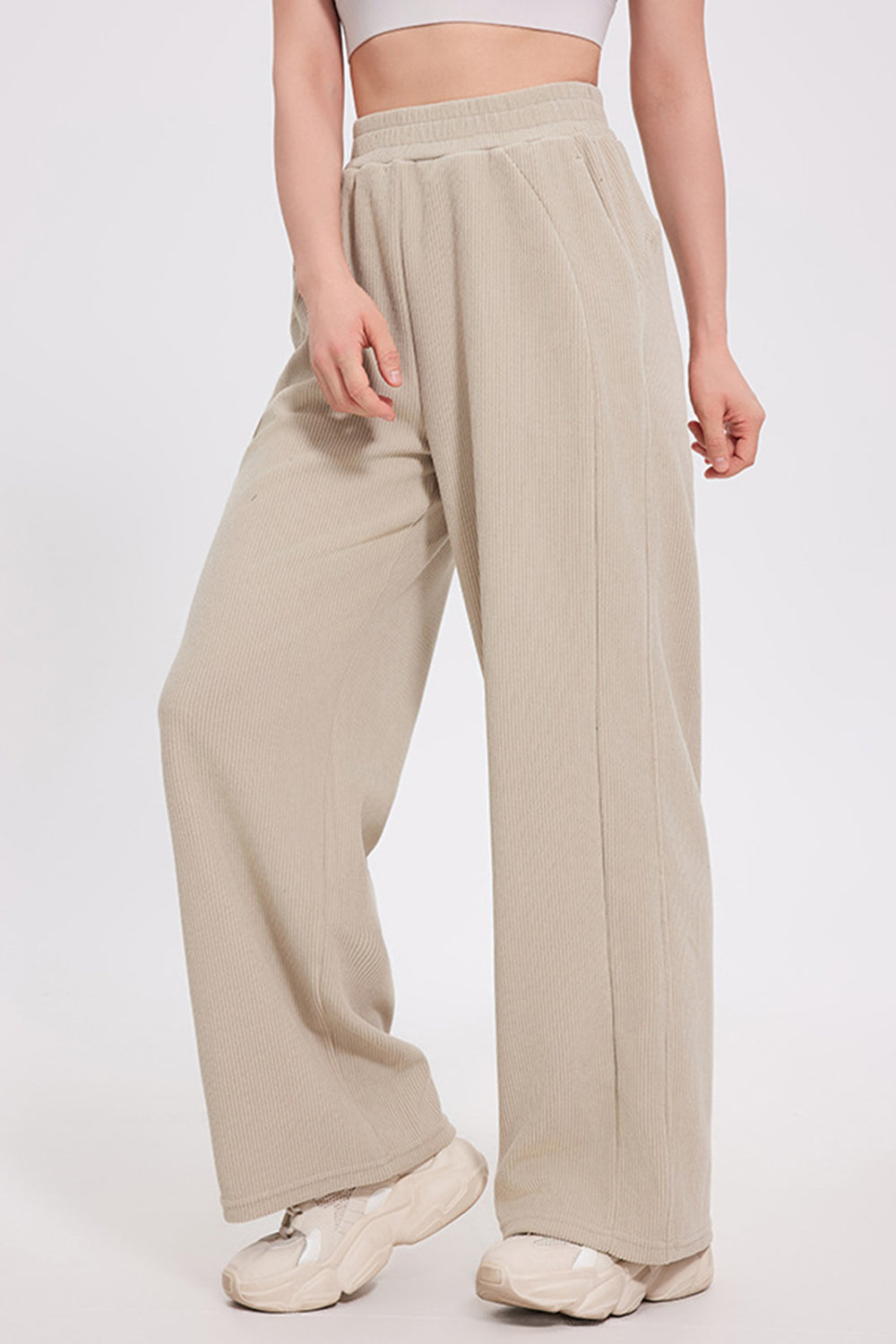 Basic Bae Elastic Waist Wide Leg Pants