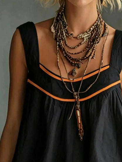 Full Size Sleeveless Tiered Mini Dress Plus Size by Trendsi
