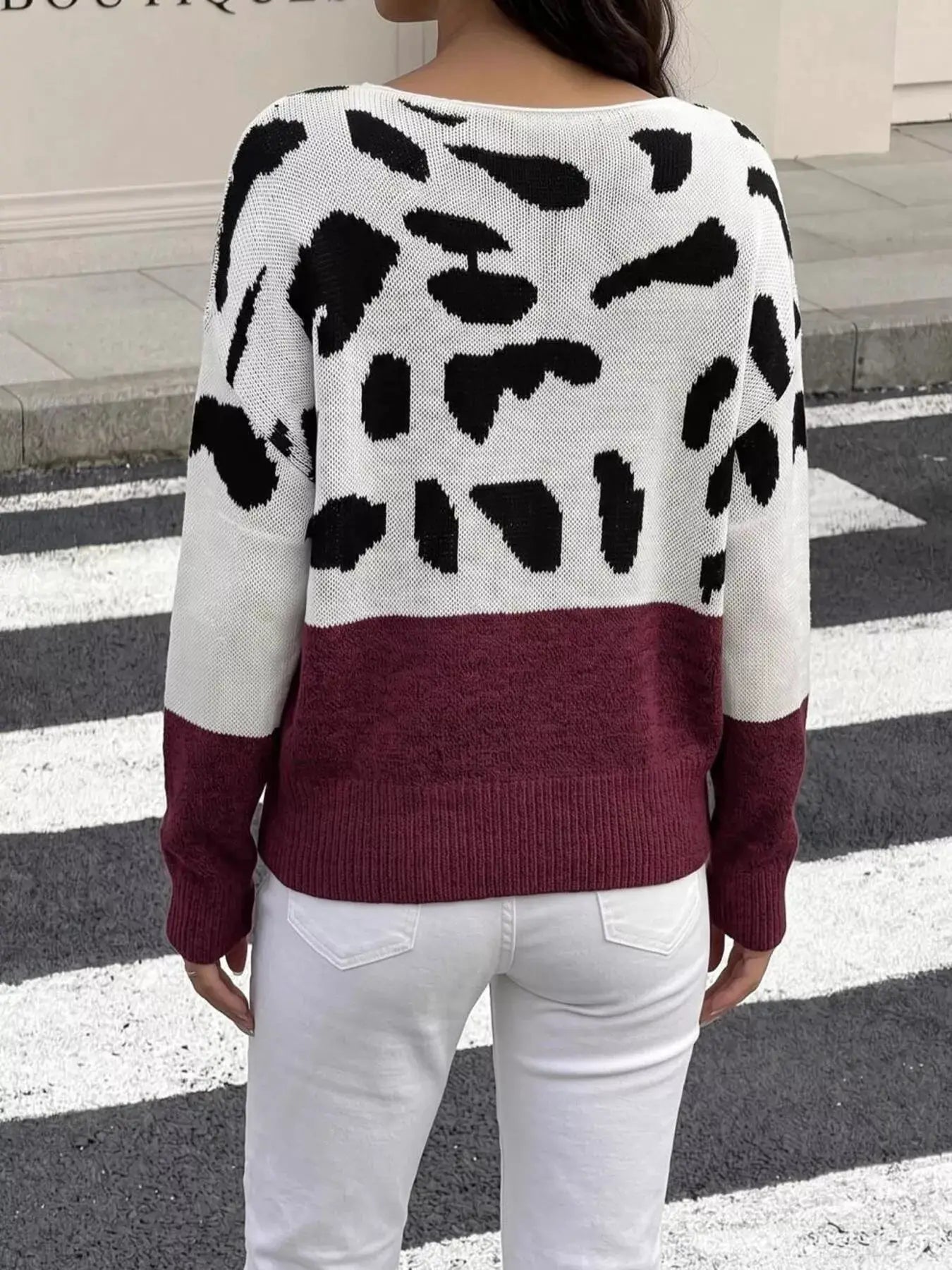 Full Size Leopard One Shoulder Sweater Plus Size by Trendsi