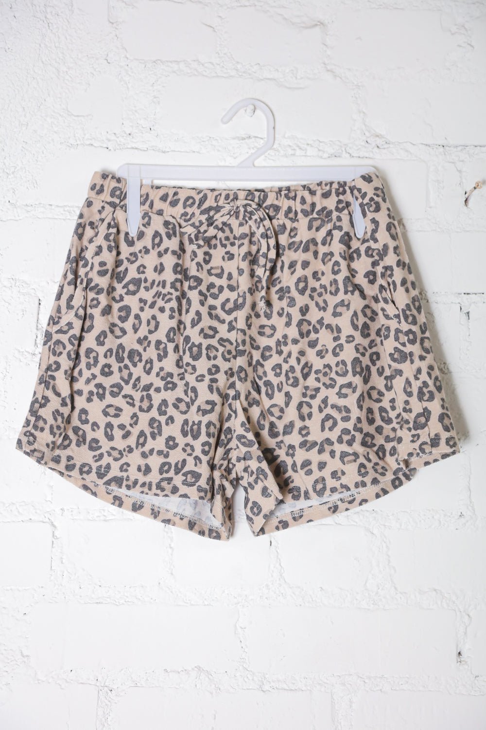 Be Bold Taupe Animal Print French Terry Pocket Shorts - Bitsy Gypsy Boutique