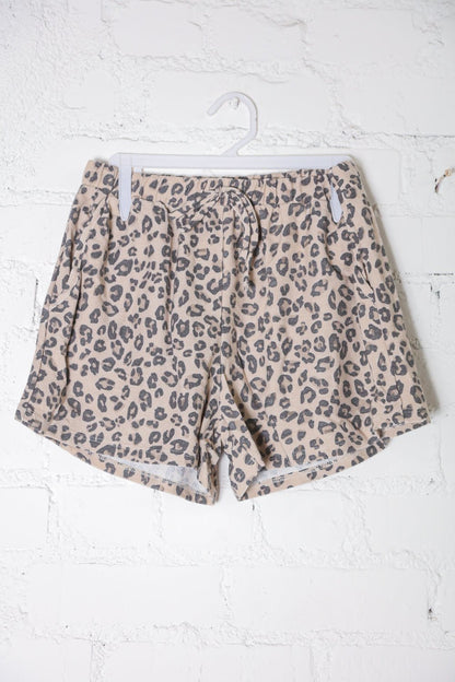 Be Bold Taupe Animal Print French Terry Pocket Shorts - Bitsy Gypsy Boutique