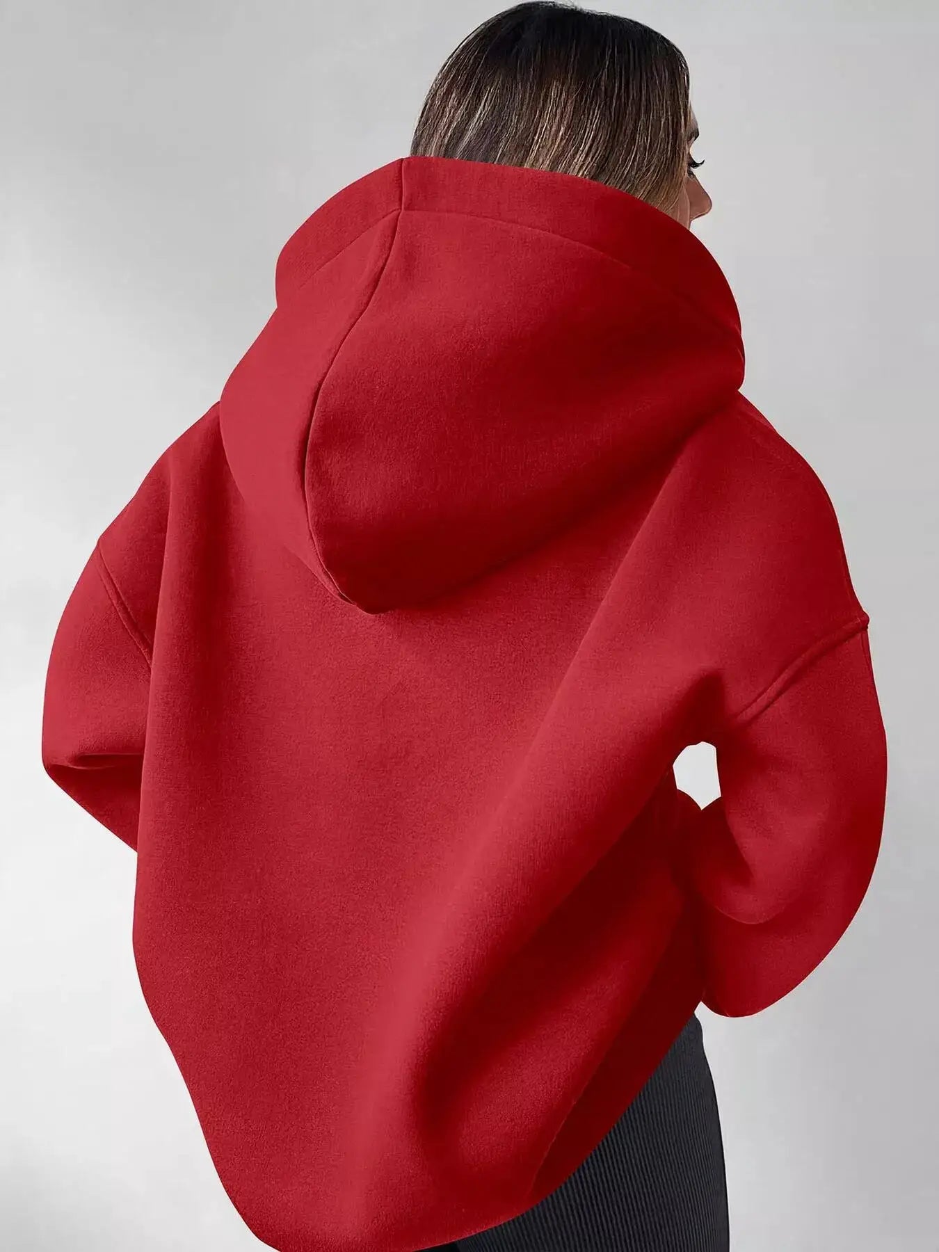 Oversized Quarter-Zip Hoodie by Trendsi