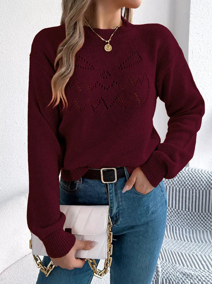 Halloween Pumpkin Face Knit Top by Trendsi