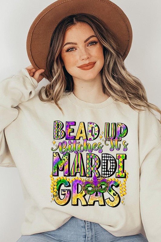 Bead Up Bitches It's Mardi Gras Plus Sweatshirts - Bitsy Gypsy Boutique