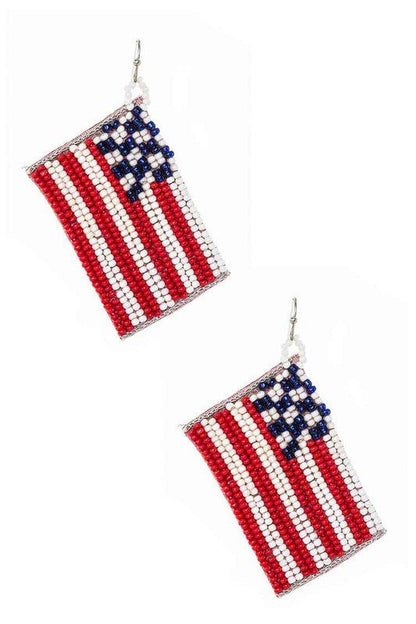Beaded American Flag Earrings - Bitsy Gypsy Boutique