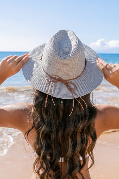 Beaded Belt Straw Panama Fedora Hat - Bitsy Gypsy Boutique