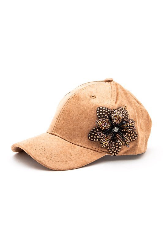 Beaded Flower Rhinestone 3D Beaded Flower Cap - Bitsy Gypsy Boutique