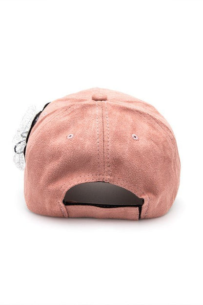 Beaded Flower Suede Fashion Cap - Bitsy Gypsy Boutique