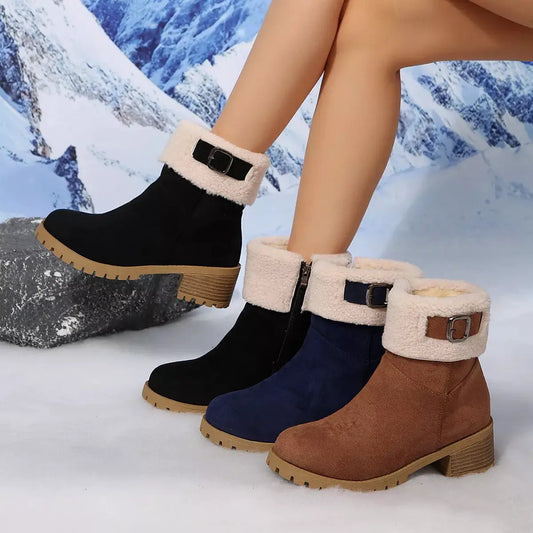 Round Toe Block Heels Boots by Trendsi