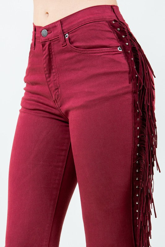 Texas Sun Fringe Bell Bottom Wine - Inseam 30