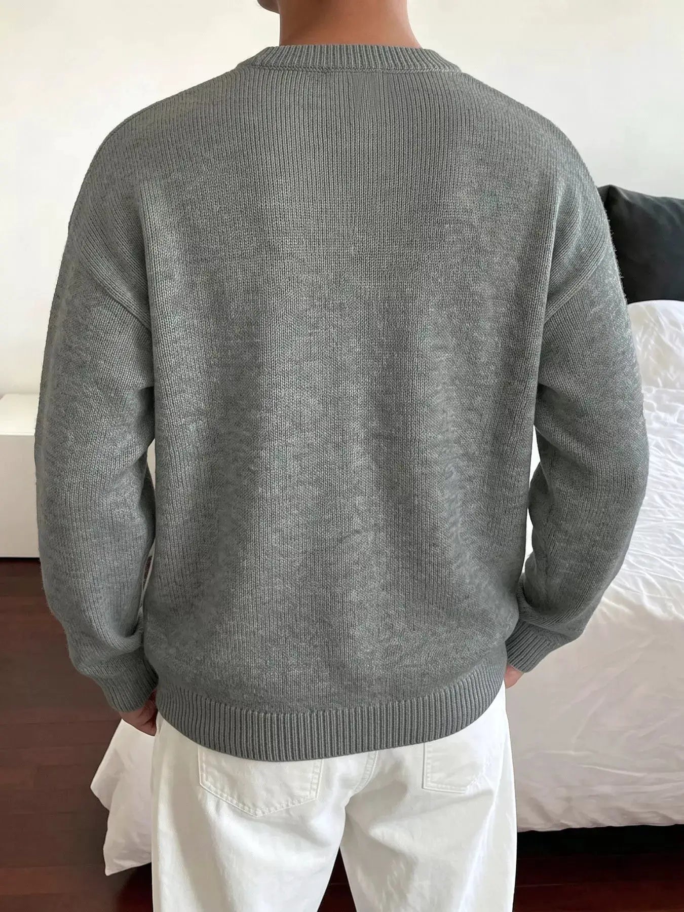 Star-Patterned Dropped Shoulder Sweater by Trendsi
