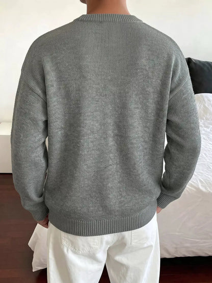 Star-Patterned Dropped Shoulder Sweater by Trendsi