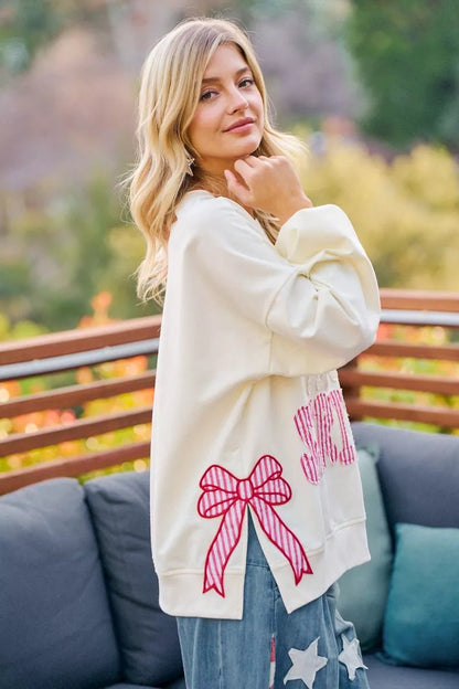 BiBi 4th Of July Stars And Stripes Patches Sweatshirt - Bitsy Gypsy Boutique