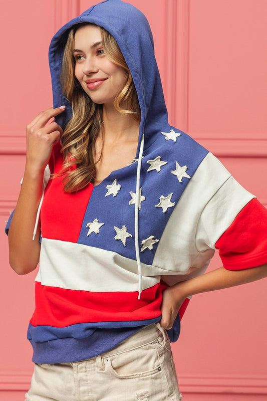 BiBi American Flag Theme Hoodie - Bitsy Gypsy Boutique