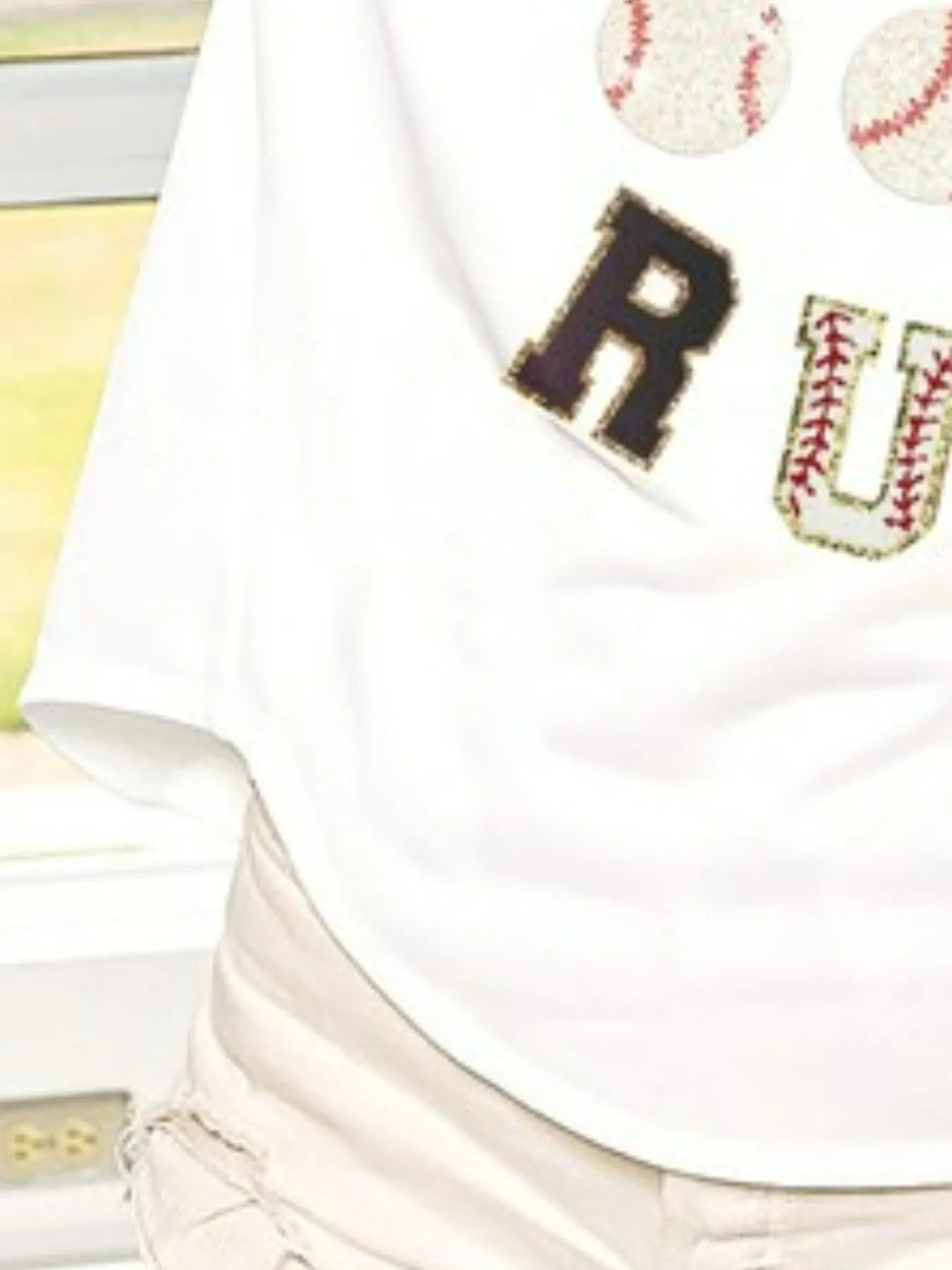 BiBi Baseballs Homerun Letter Washed Short Sleeve Top - Bitsy Gypsy Boutique