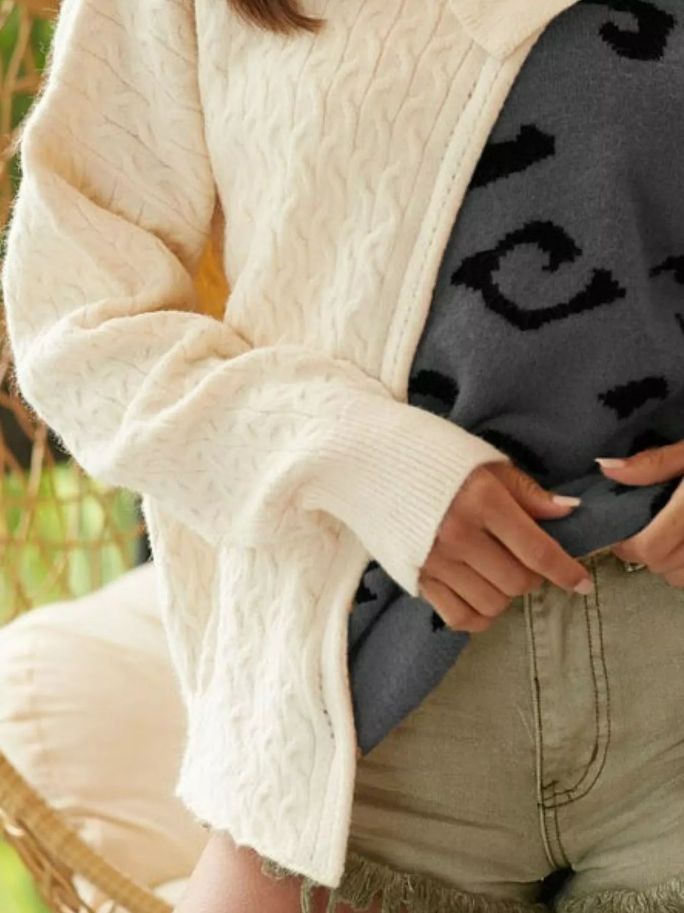 BiBi Cable - Knit Color Block One Shoulder Asymmetrical Sweater - Bitsy Gypsy Boutique