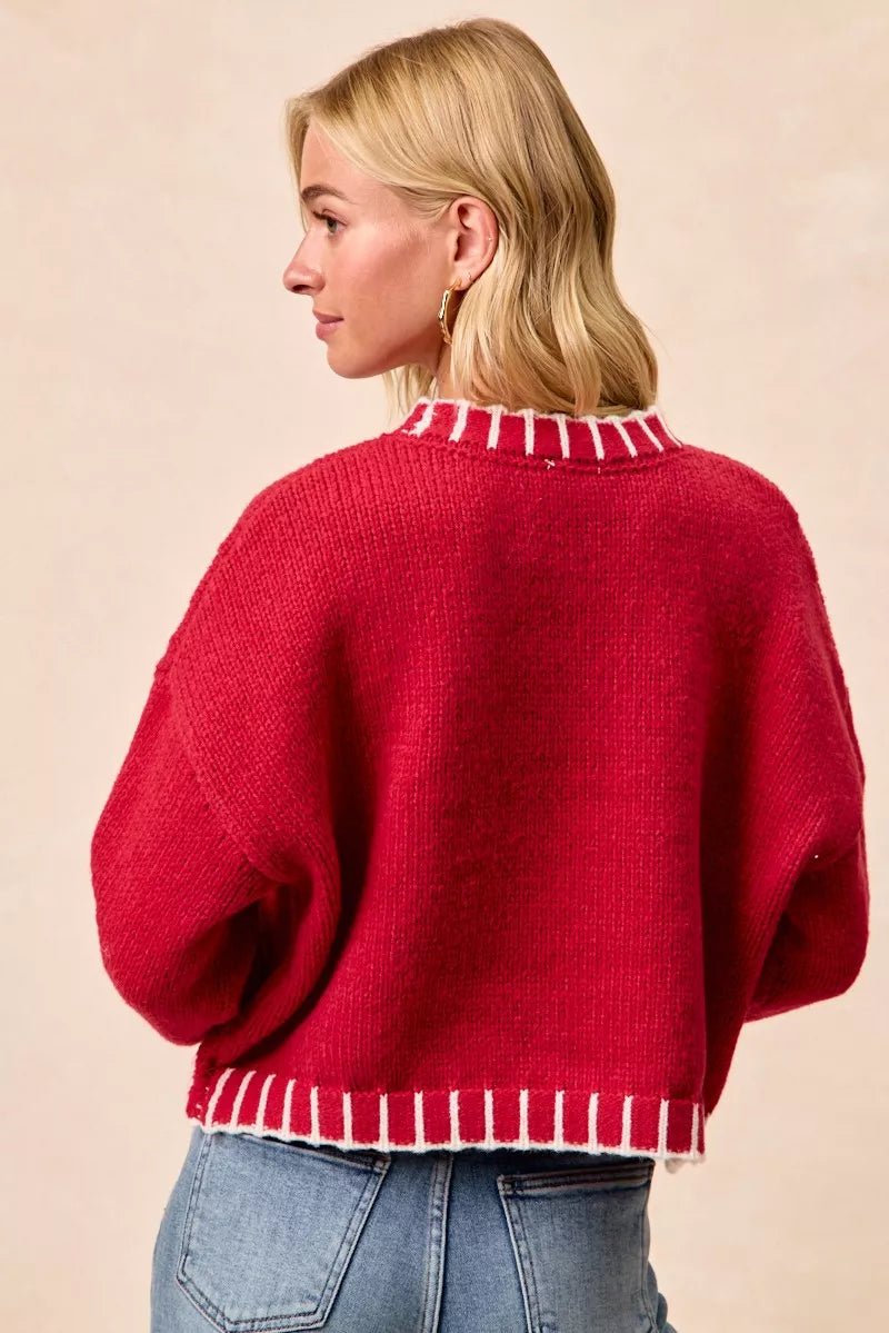 BiBi Christmas Theme Sequin Lattering Sweater - Bitsy Gypsy Boutique