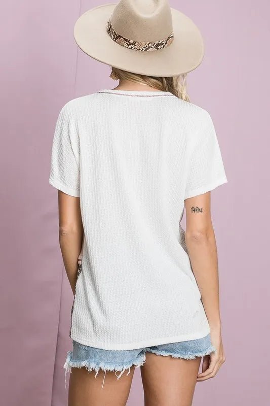 BiBi Colr Block Waffle Knit Top - Bitsy Gypsy Boutique