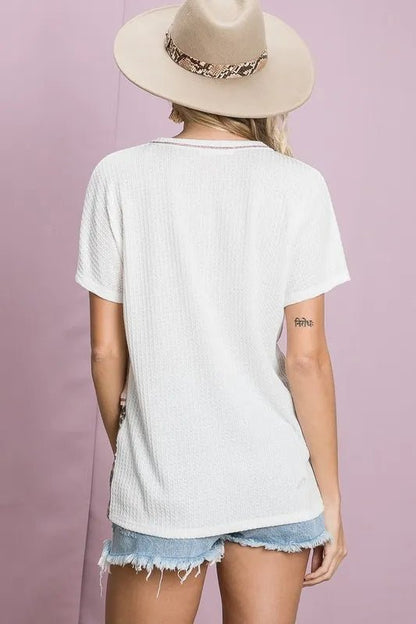 BiBi Colr Block Waffle Knit Top - Bitsy Gypsy Boutique