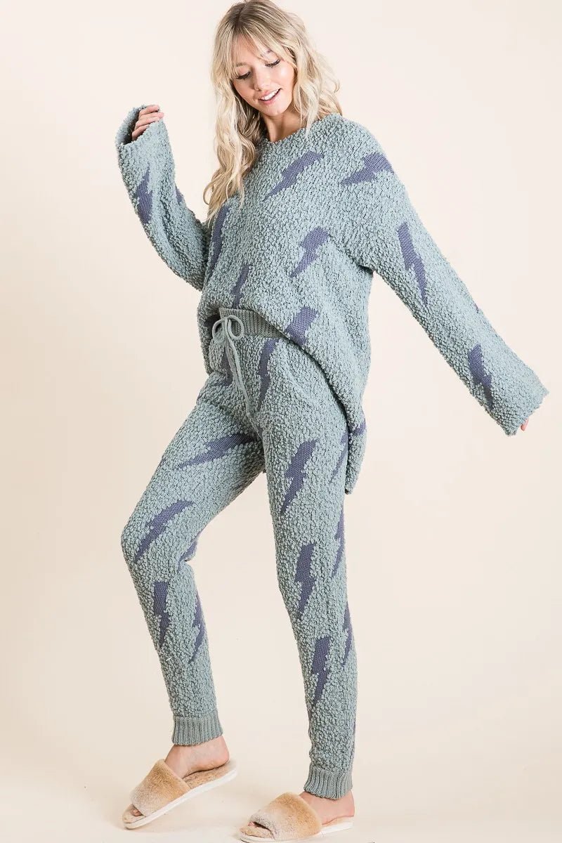 BiBi Cozy Soft Hairy Popcorn Sweater Pants - Bitsy Gypsy Boutique