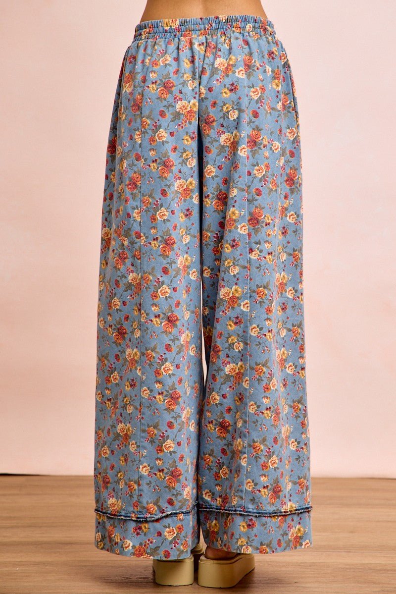 BiBi Floral Printed Drawstring Wide Pants - Bitsy Gypsy Boutique