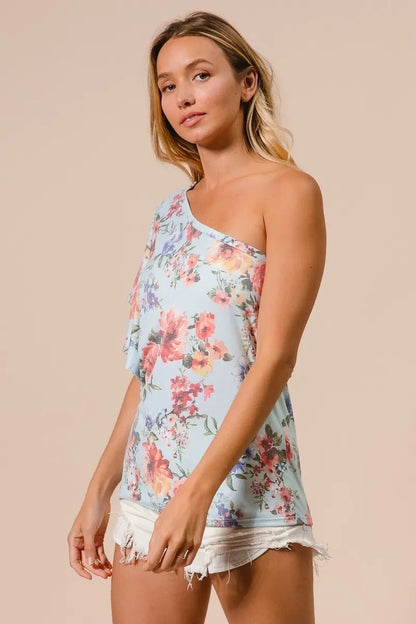 BiBi Floral Printed Jersey Knit Ruffle Sleeve Top - Bitsy Gypsy Boutique