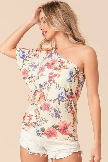 BiBi Floral Printed Jersey Knit Ruffle Sleeve Top - Bitsy Gypsy Boutique