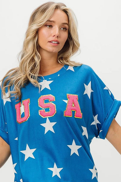 BiBi Fourth Of July Star Knit T-Shirt - Bitsy Gypsy Boutique