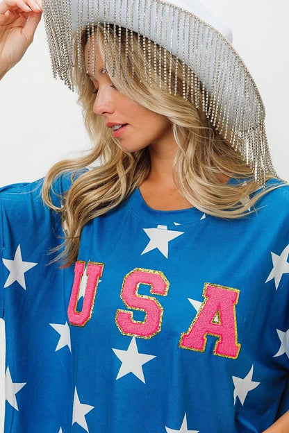 BiBi Fourth Of July Star Knit T-Shirt - Bitsy Gypsy Boutique