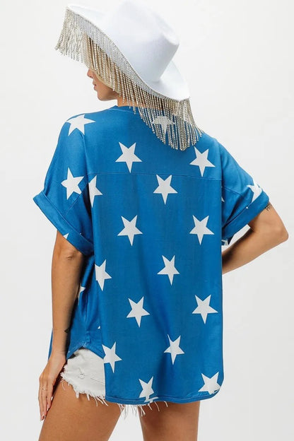 BiBi Fourth Of July Star Knit T-Shirt - Bitsy Gypsy Boutique