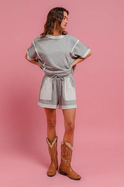 BiBi French Terry Knit Shorts with Side Pocket - Bitsy Gypsy Boutique