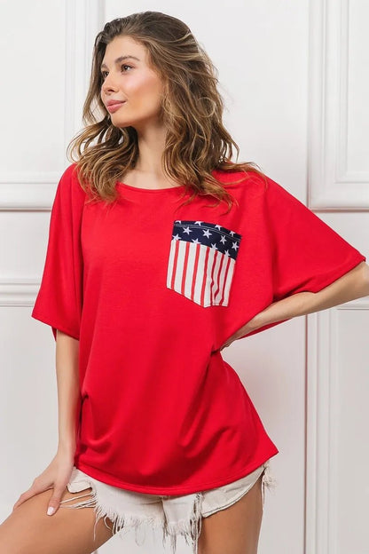 BiBi French Terry With Front Pocket Dolman Sleeves Top - Bitsy Gypsy Boutique